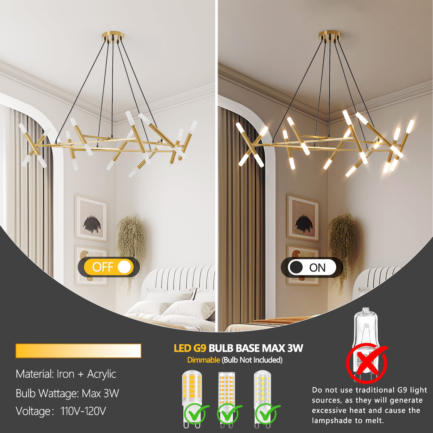Rivora 41" Gold Modern Branch Chandelier – Dining Room Ceiling Fixture